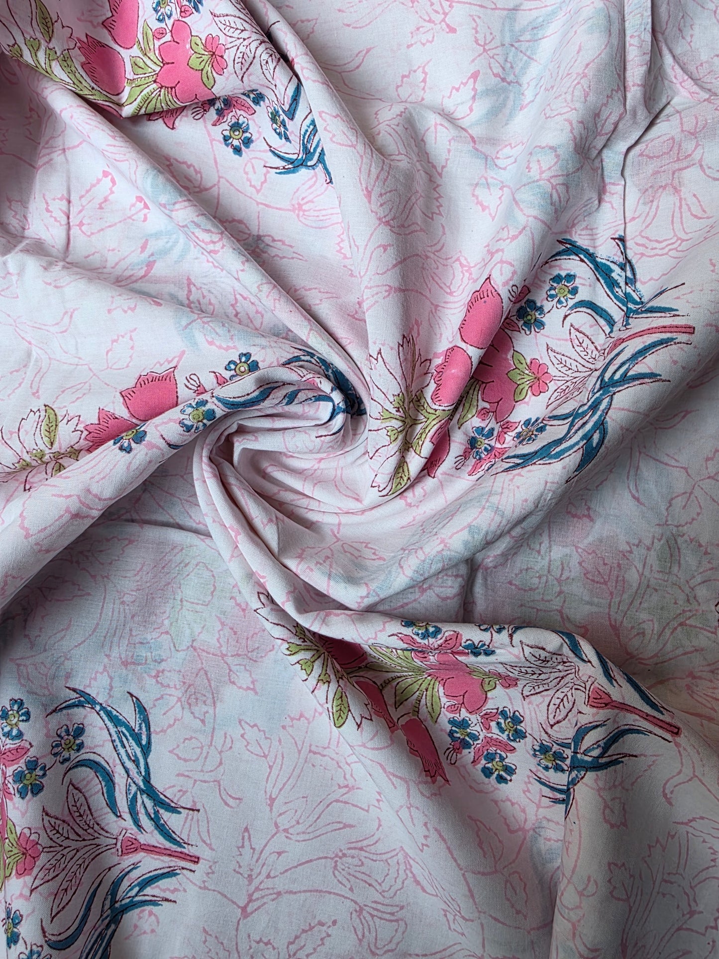 Pure Soft Cotton Handblock Printed Fabric