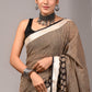 Pure Cotton Linen Handblock Printed Saree With Blouse