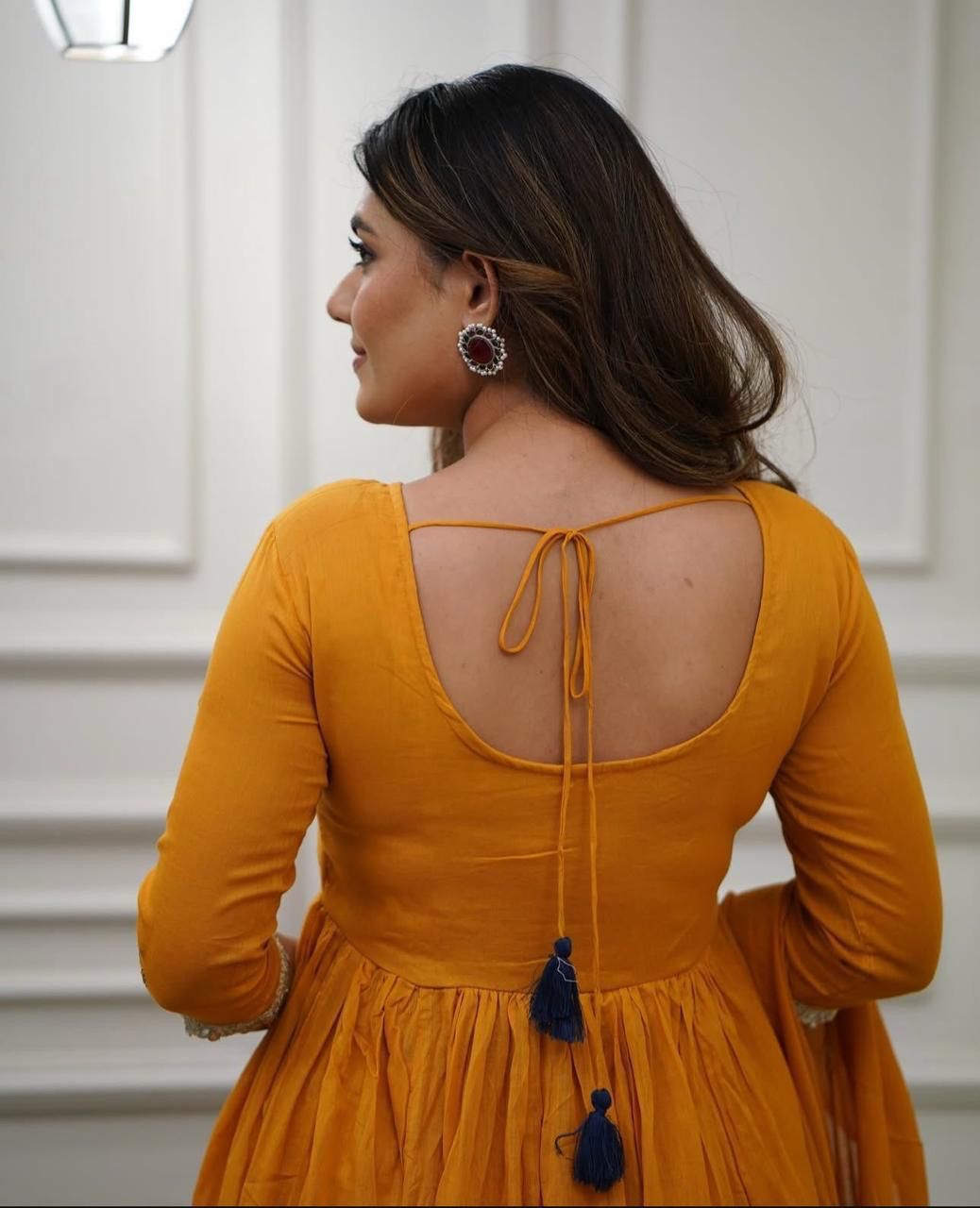 Pure Cotton Anarkali Suit Set With Beautiful Embroidery Work