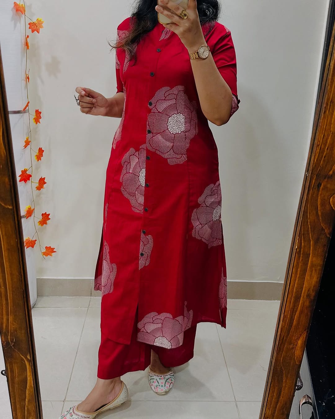 Premium Floral Fine Cotton Printed A-Line Pattern Kurti-Palazzo Set