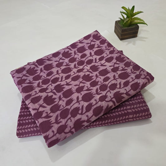 Pure Soft Cotton Handblock Printed 2PC Top-Bottom Suit Set