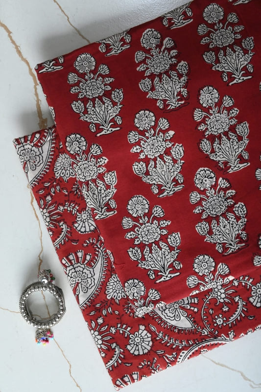Pure Soft Cotton Handblock Printed 2PC Top-Bottom Suit Set (2.50 Meter Each)
