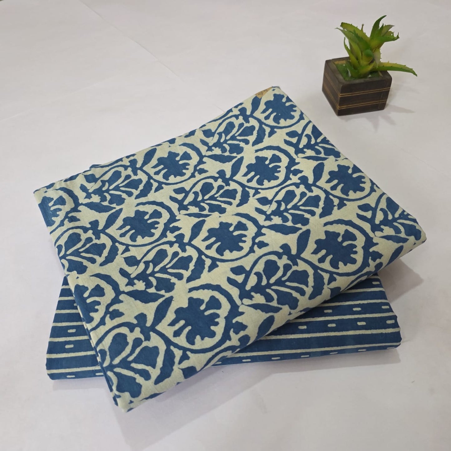 Pure Soft Cotton Handblock Printed 2PC Top-Bottom Suit Set