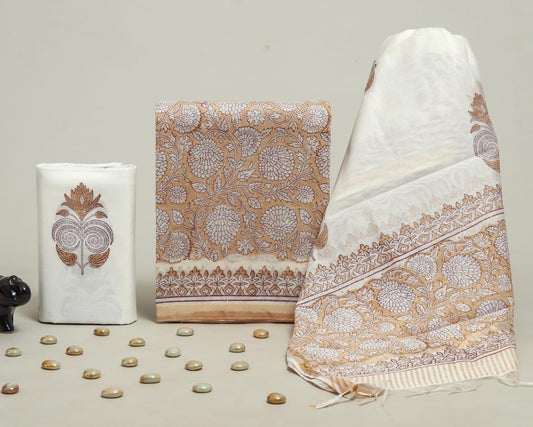 Designer Hand Painted Chanderi Silk Suit Set
