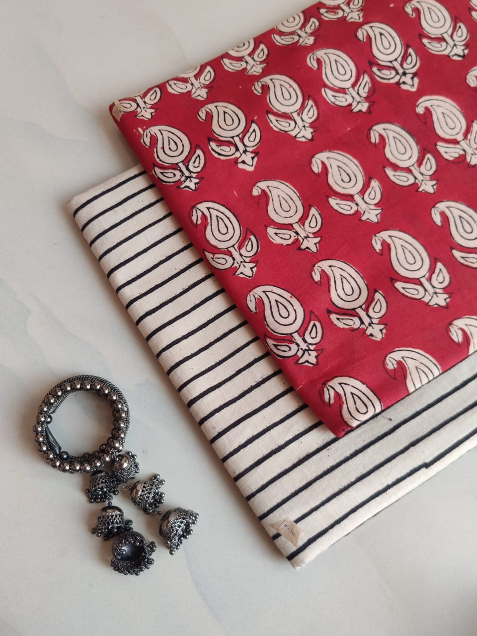 Pure Soft Cotton Handblock Printed 2PC Top-Bottom Suit Set (2.50 Meter Each)