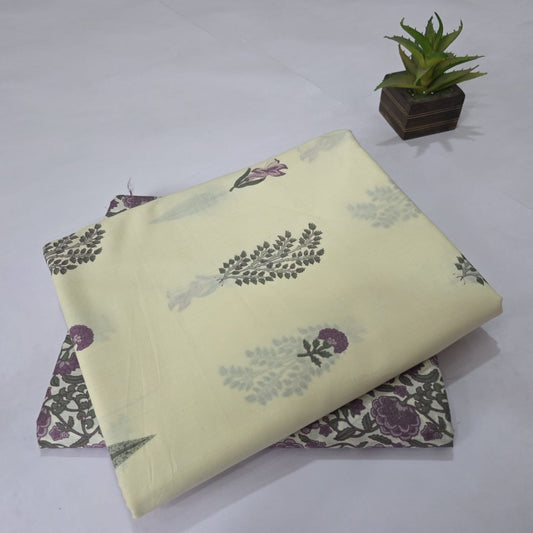 Pure Soft Cotton Handblock Printed 2PC Top-Bottom Suit Set