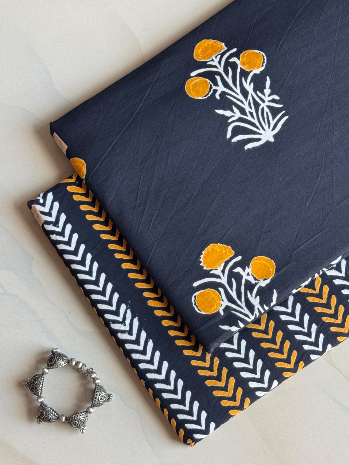 Pure Soft Cotton Handblock Printed 2PC Top-Bottom Suit Set (2.50 Meter Each)