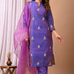 Elegant Coral Chanderi Silk Hand-Embroidered Suit Set with Dupatta