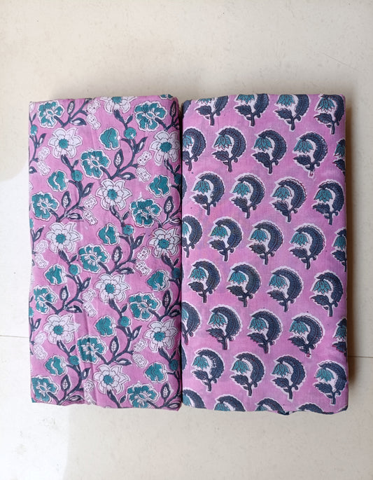 Pure Soft Cotton Handblock Printed 2PC Top-Bottom Suit Set