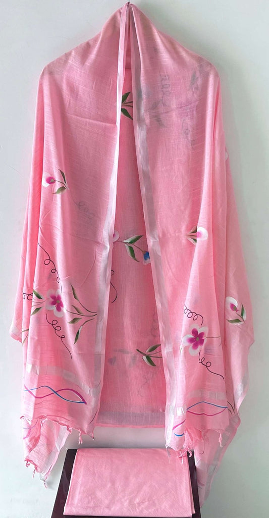 Premium Cotton Linen Hand Block Printed Cotton Linen Suit Set