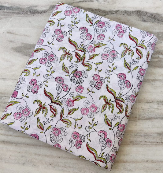 (Pre-cut 1.95 Meter) Pure Soft Cotton Hand Block Printed Fabric