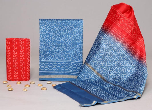 Designer Hand Painted Chanderi Silk Suit Set