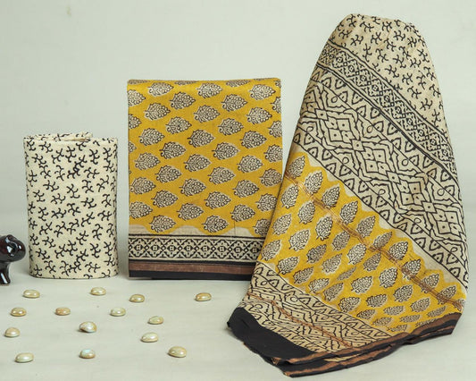 Designer Handblock Printed Chanderi Silk Suit Set