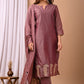 Elegant Coral Chanderi Silk Hand-Embroidered Suit Set with Dupatta