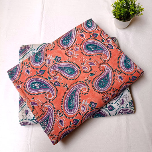 Pure Soft Cotton Handblock Printed 2PC Top-Bottom Suit Set
