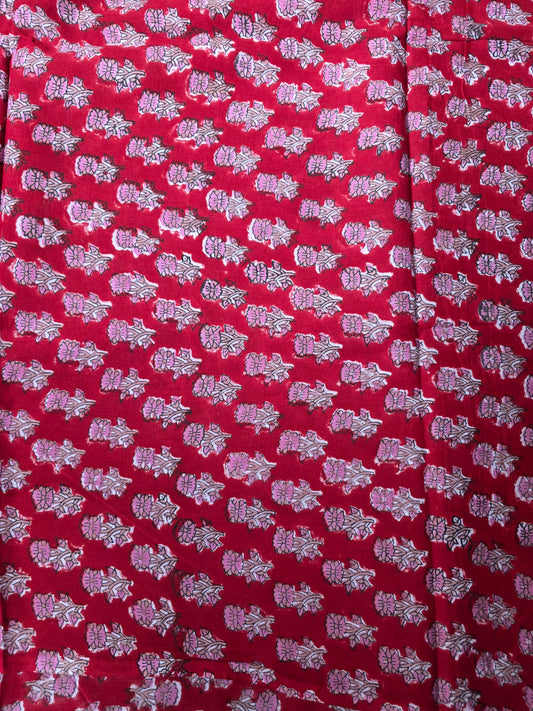 Pure Soft Mulmul Cotton Handblock Printed Fabric