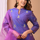 Elegant Coral Chanderi Silk Hand-Embroidered Suit Set with Dupatta