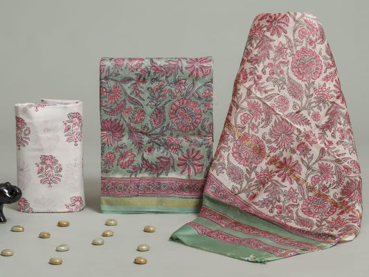 Designer Hand Painted Chanderi Silk Suit Set
