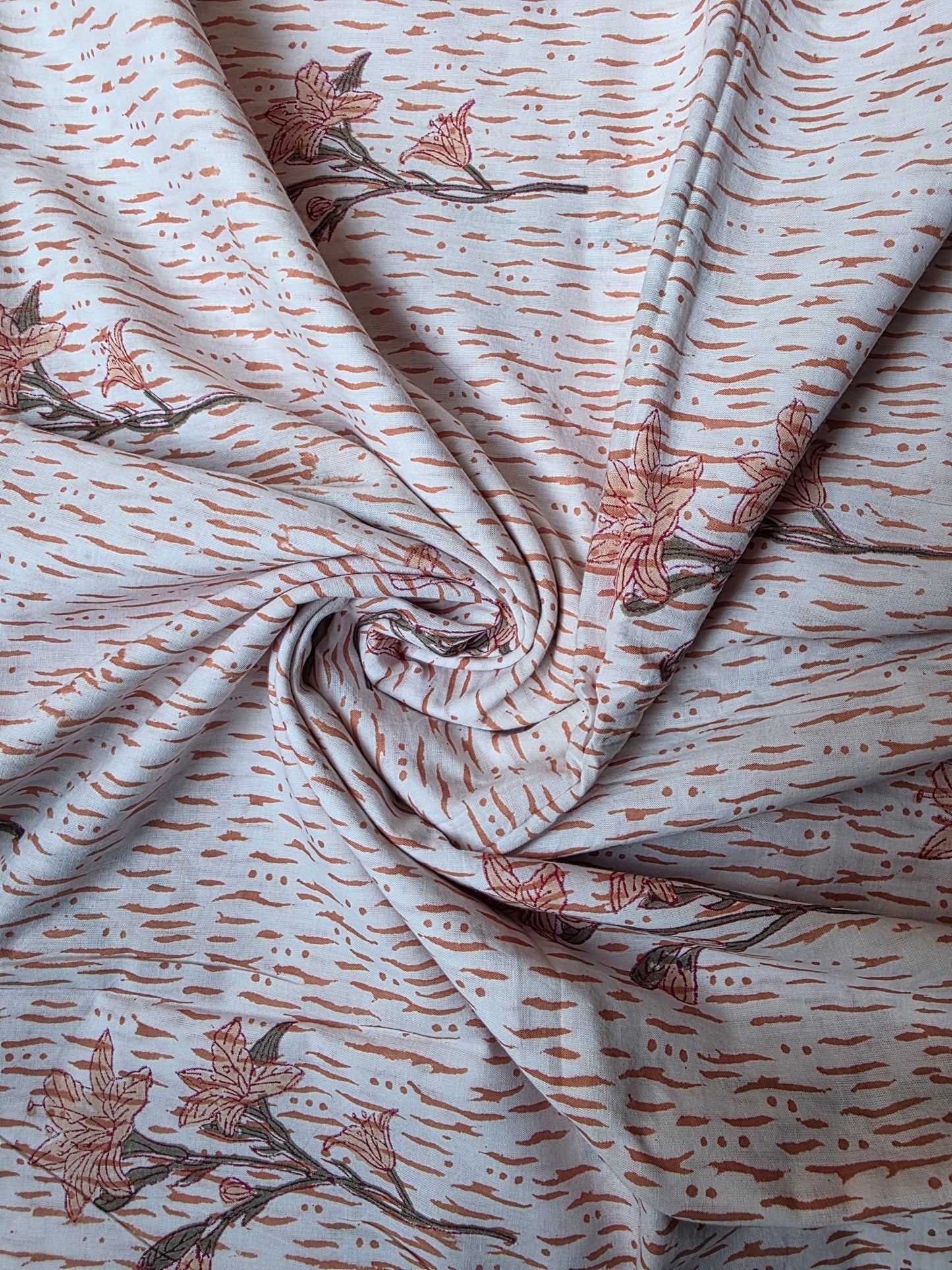 Pure Soft Cotton Handblock Printed Fabric