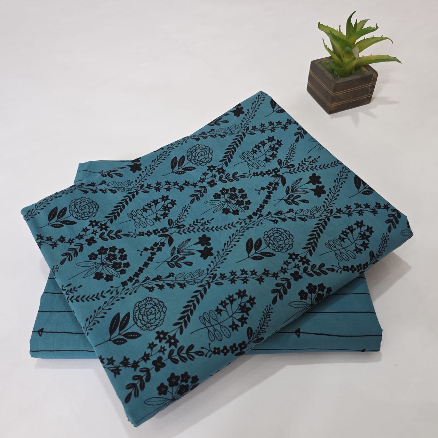 Pure Soft Cotton Handblock Printed 2PC Top-Bottom Suit Set