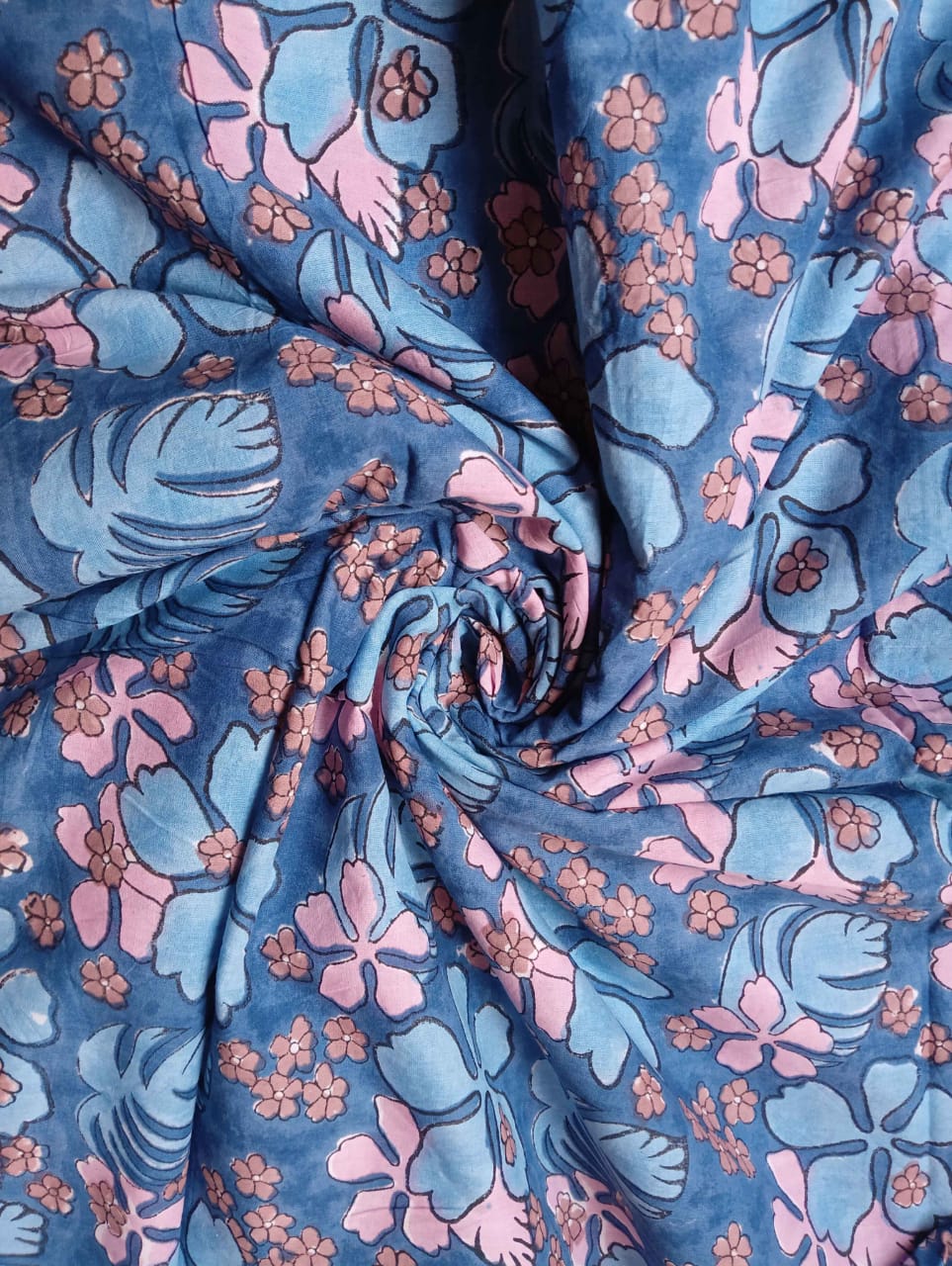 (Pre-cut 2.10m) Pure Soft Cotton Hand Block Printed Fabric