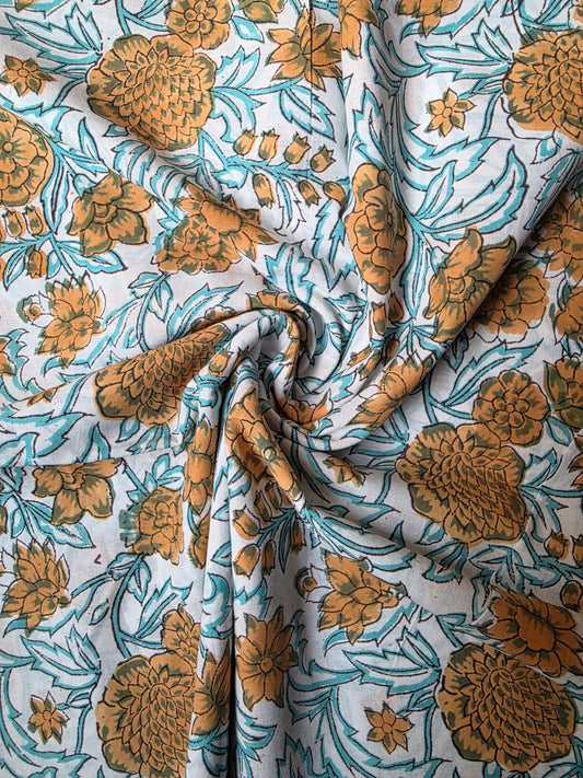 Pure Soft Cotton Handblock Printed Fabric