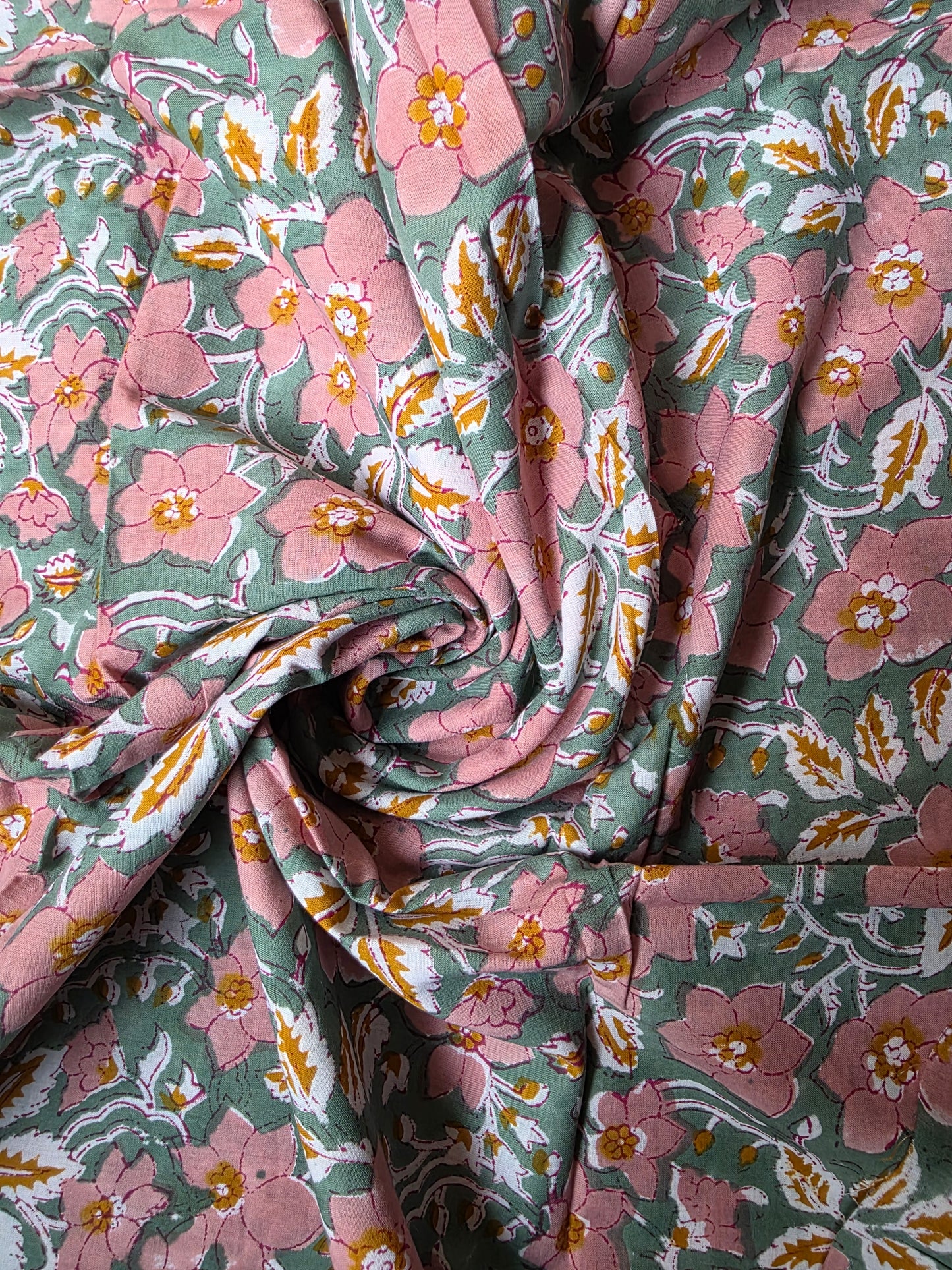 Pure Soft Cotton Handblock Printed Fabric