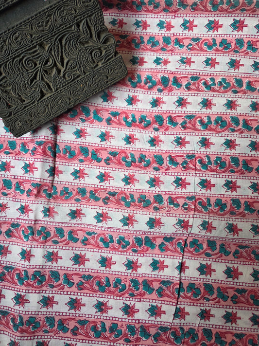 Pure Soft Cotton Handblock Printed Fabric