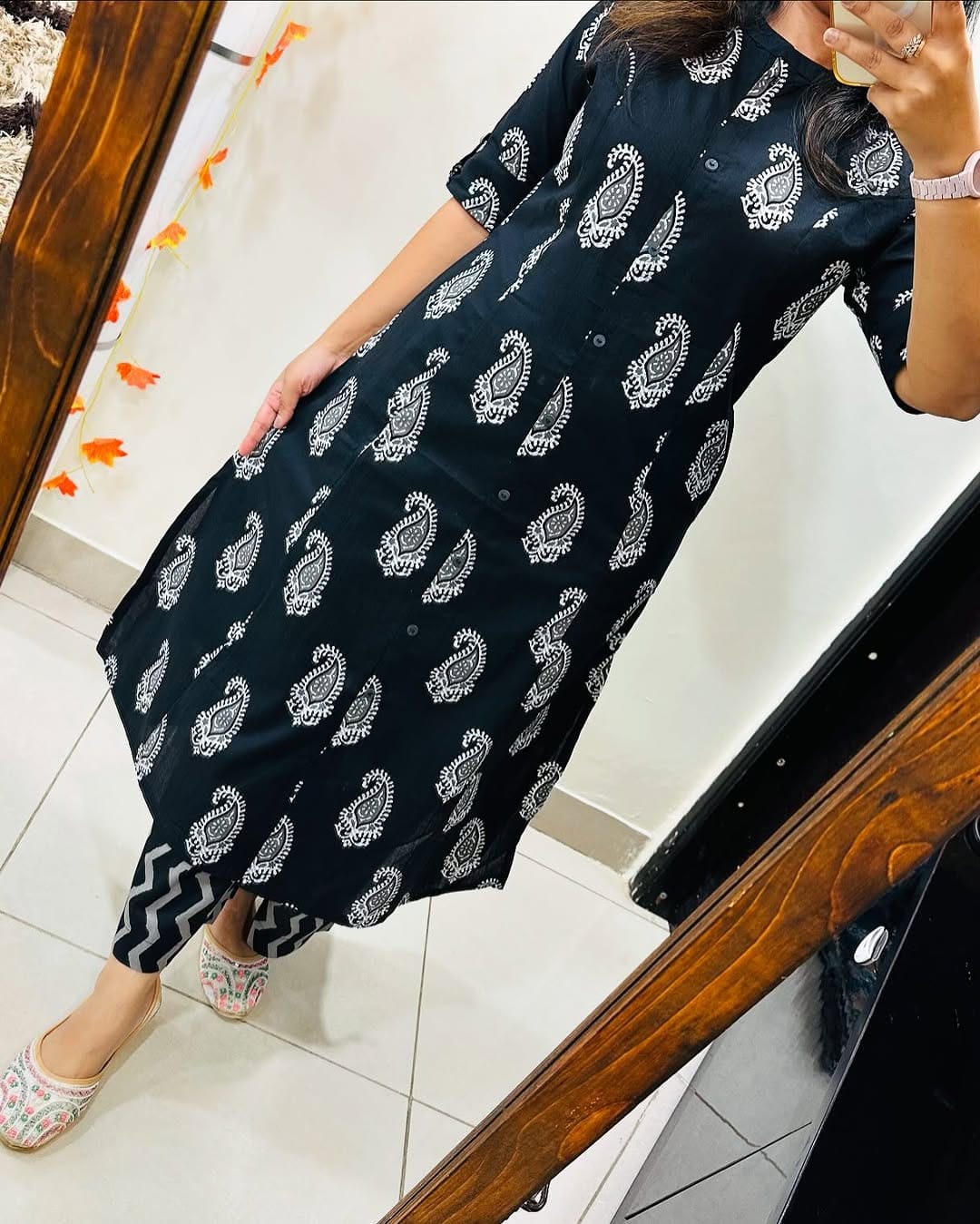 Premium Floral Fine Cotton Printed A-Line Pattern Kurti-Palazzo Set