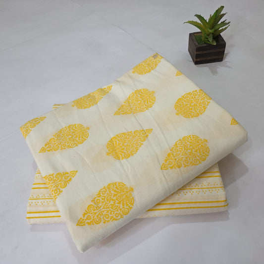 Pure Soft Cotton Handblock Printed 2PC Top-Bottom Suit Set