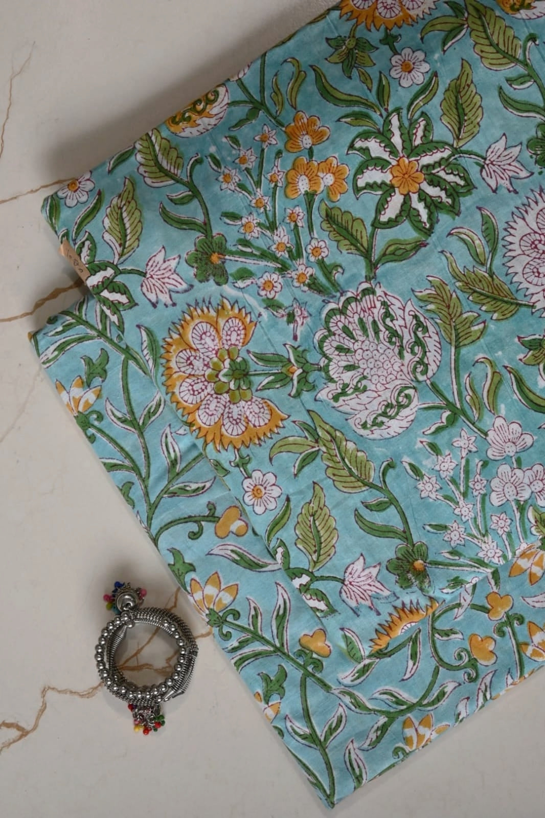 Pure Soft Cotton Sanganeri Handblock Printed 2PC Top-Bottom Suit Set (2.50 Meter Each)