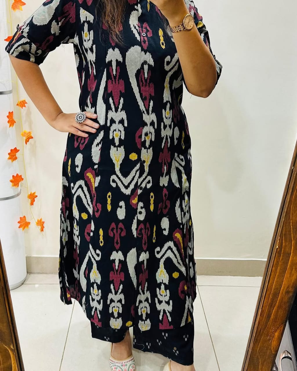 Premium Floral Fine Cotton Printed A-Line Pattern Kurti-Palazzo Set