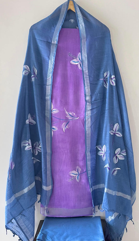 Premium Cotton Linen Hand Block Printed Cotton Linen Suit Set