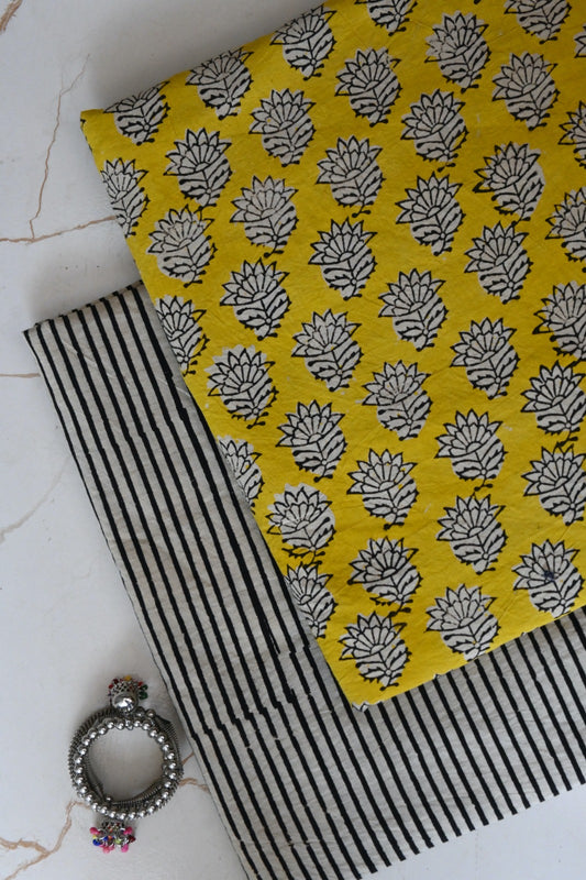 Pure Soft Cotton Handblock Printed 2PC Top-Bottom Suit Set (2.50 Meter Each)