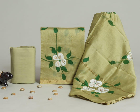 Designer Hand Painted Chanderi Silk Suit Set