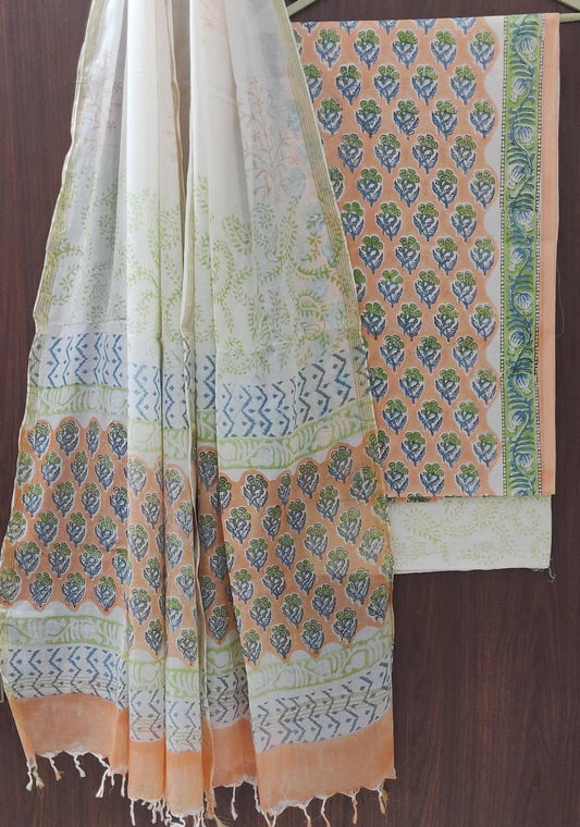 Pure Soft Cotton Hand Block Printed Suit Set