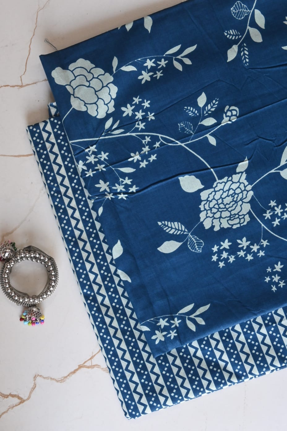 Pure Soft Cotton Handblock Printed 2PC Top-Bottom Suit Set (2.50 Meter Each)
