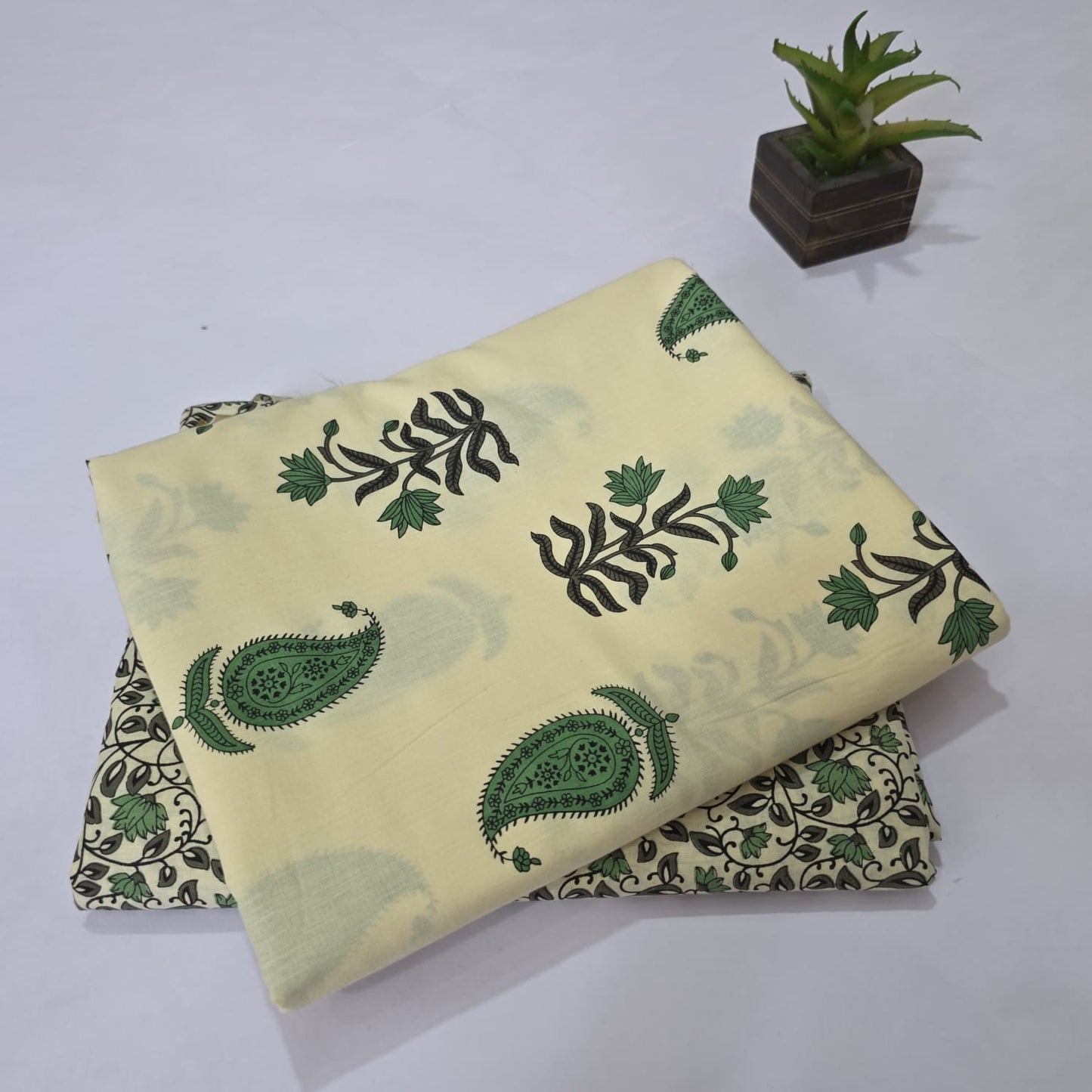 Pure Soft Cotton Handblock Printed 2PC Top-Bottom Suit Set