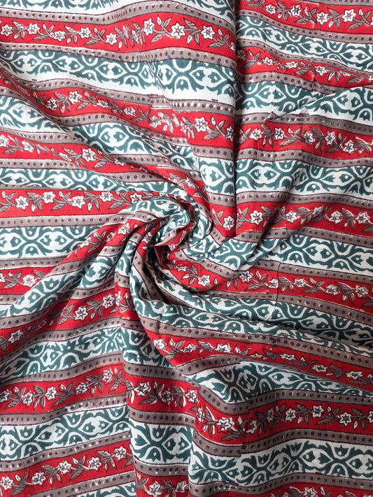 Pure Soft Cotton Handblock Printed Fabric