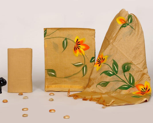 Designer Hand Painted Chanderi Silk Suit Set