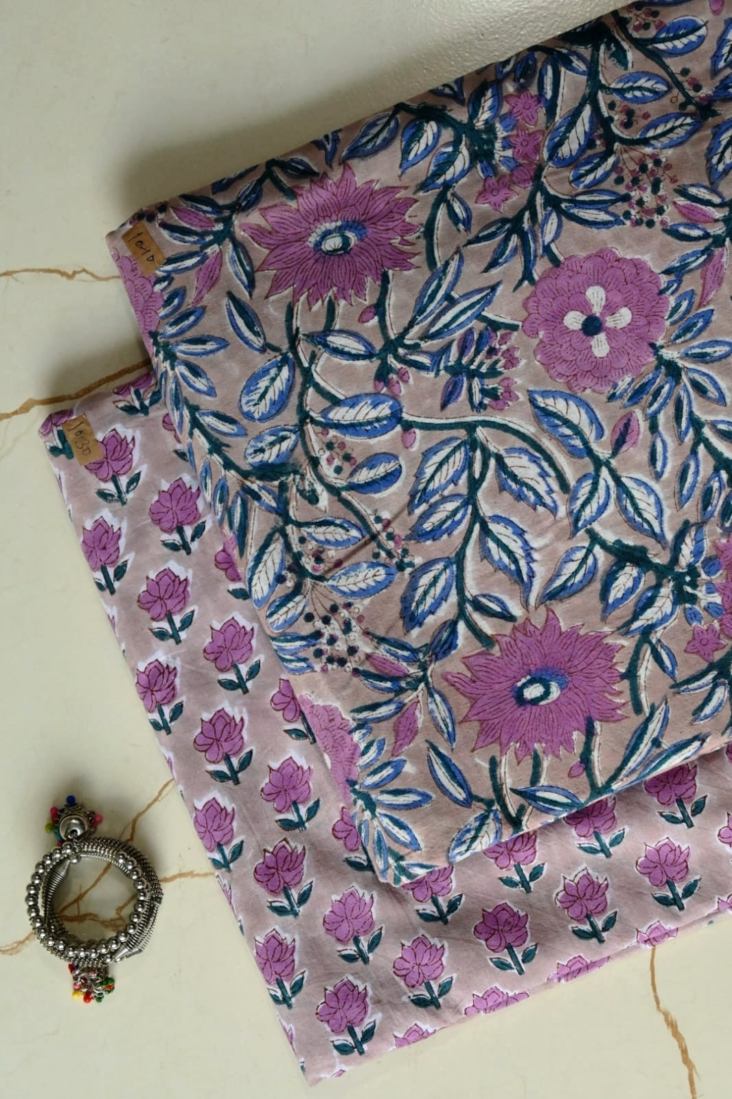 Pure Soft Cotton Sanganeri Handblock Printed 2PC Top-Bottom Suit Set (2.50 Meter Each)