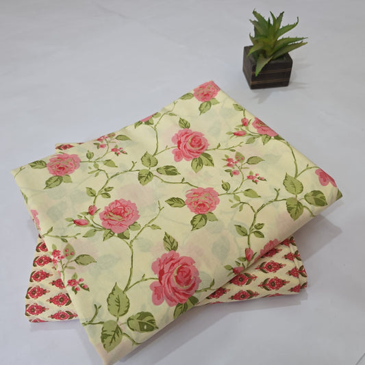 Pure Soft Cotton Handblock Printed 2PC Top-Bottom Suit Set