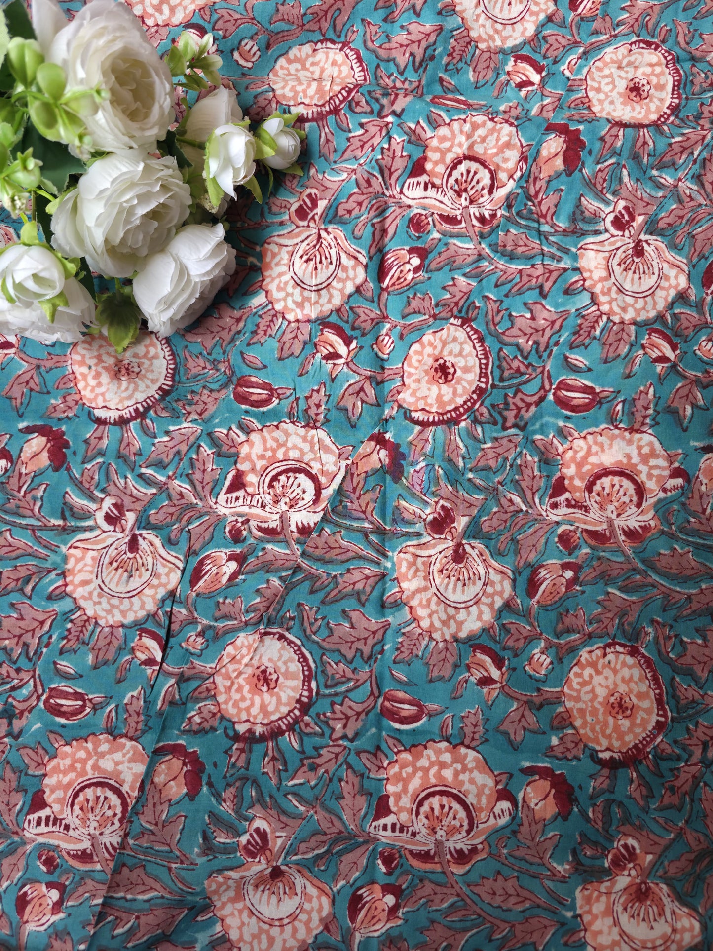 Pure Soft Cotton Handblock Printed Fabric