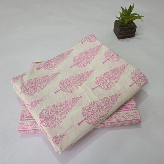 Pure Soft Cotton Handblock Printed 2PC Top-Bottom Suit Set