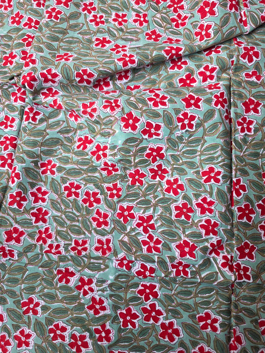 Pure Soft Cotton Handblock Printed Fabric