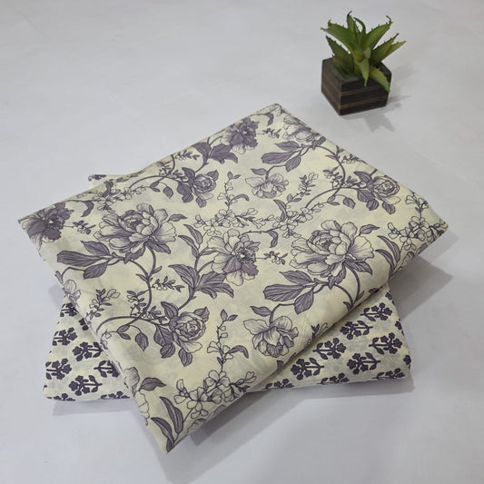 Pure Soft Cotton Handblock Printed 2PC Top-Bottom Suit Set