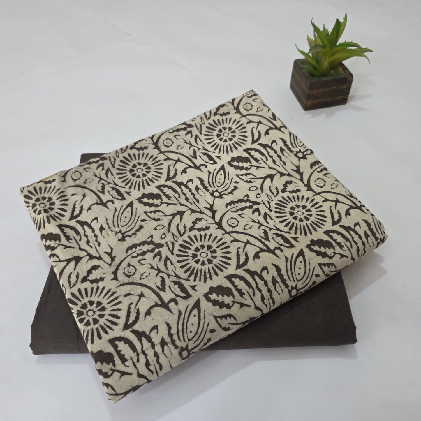Pure Soft Cotton Handblock Printed 2PC Top-Bottom Suit Set