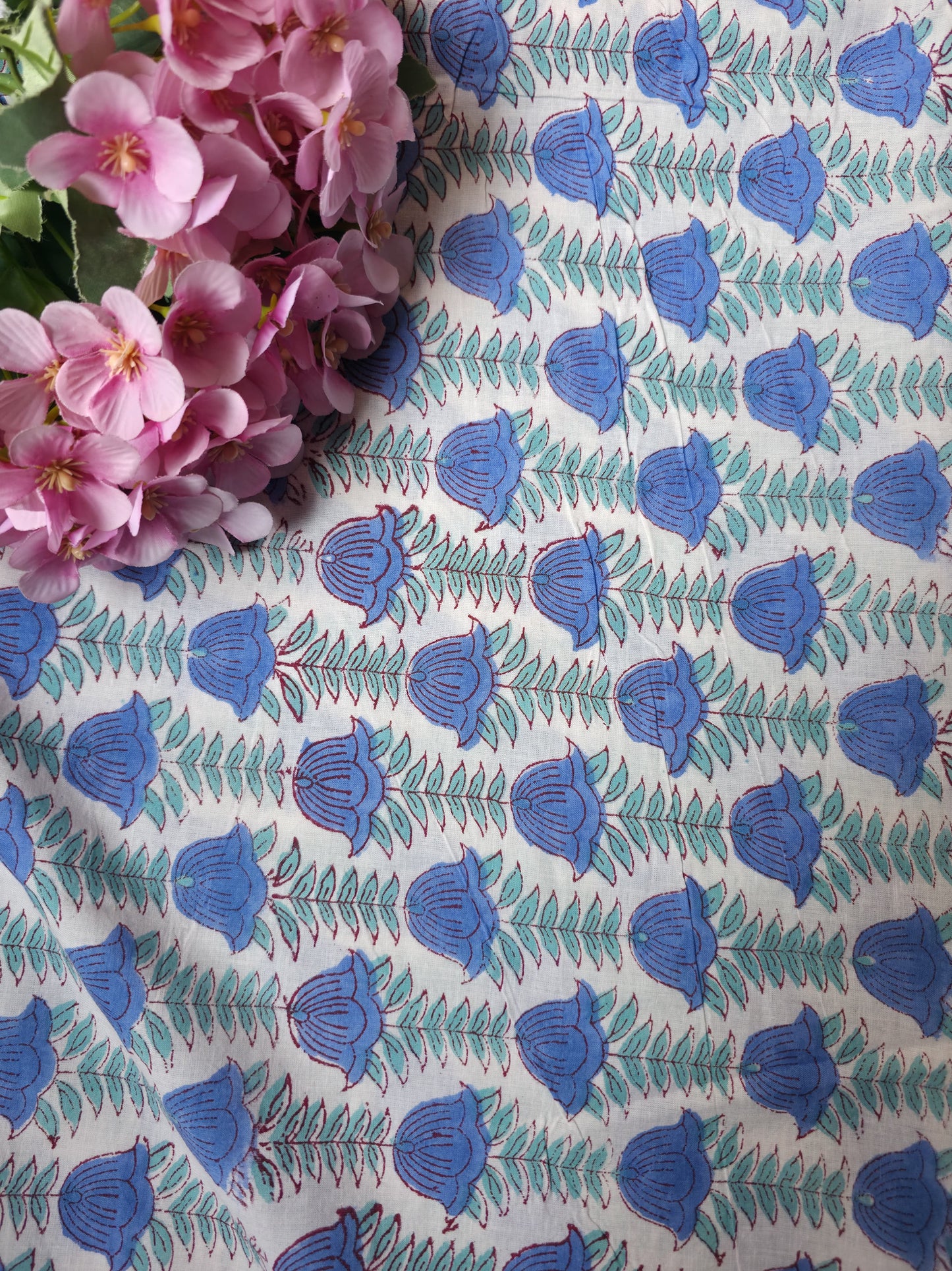 Pure Soft Cotton Handblock Printed Fabric