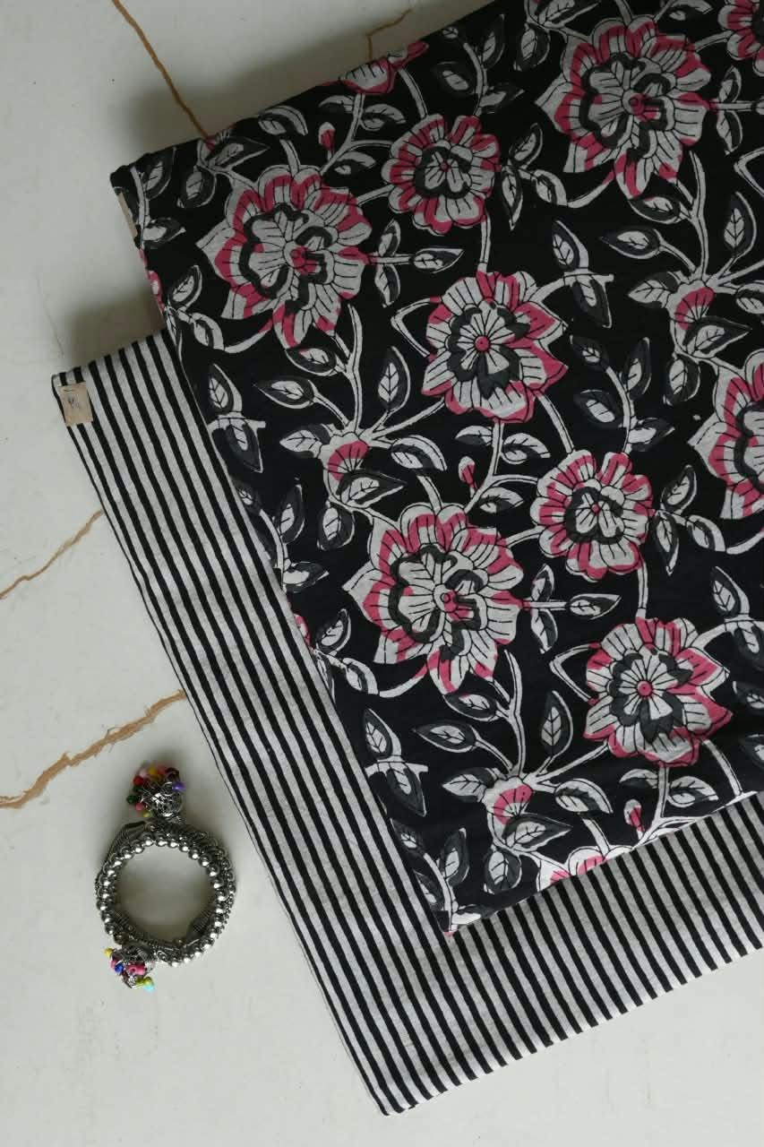 Pure Soft Cotton Handblock Printed 2PC Top-Bottom Suit Set (2.50 Meter Each)