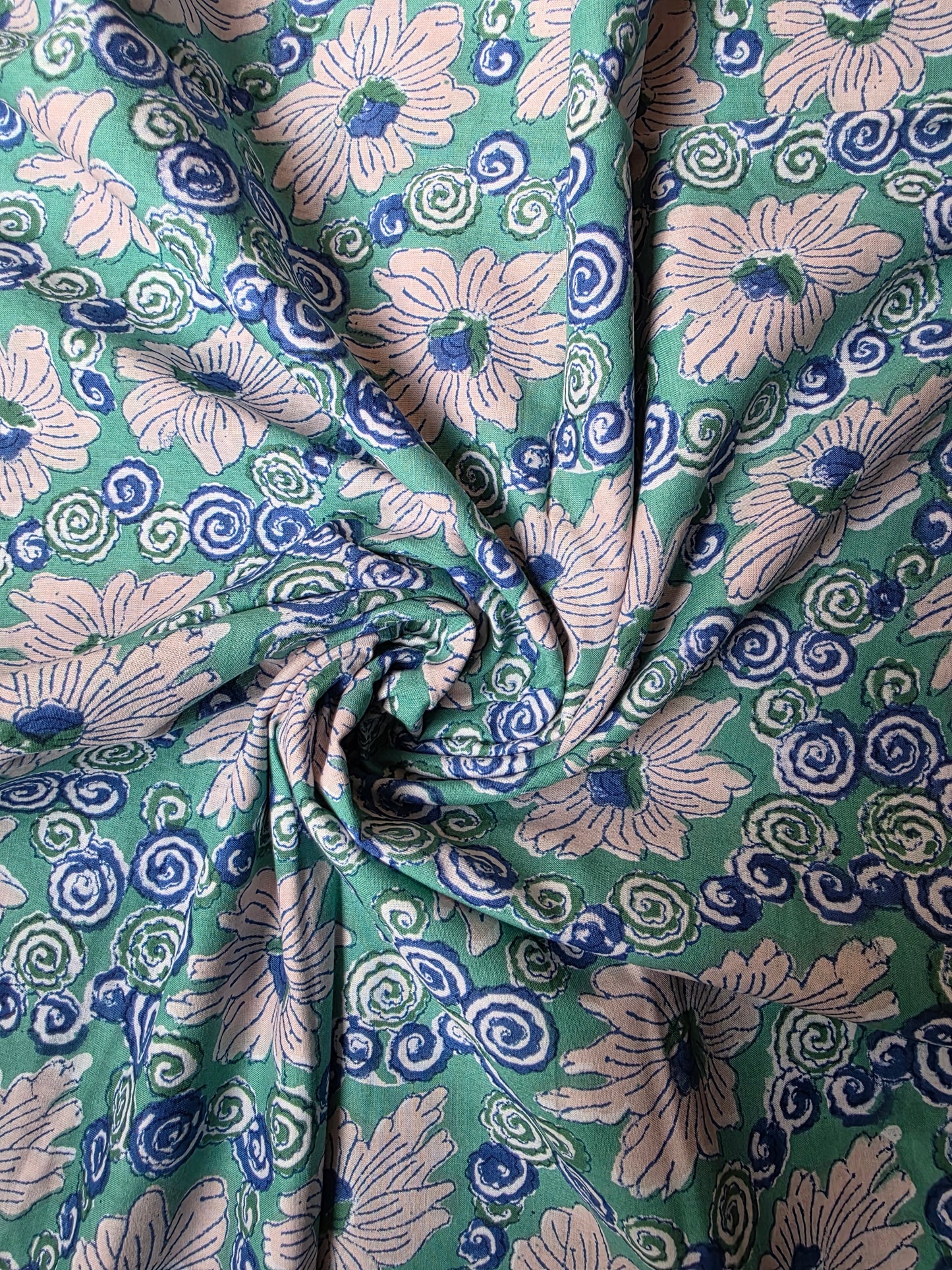 Pure Soft Cotton Handblock Printed Fabric